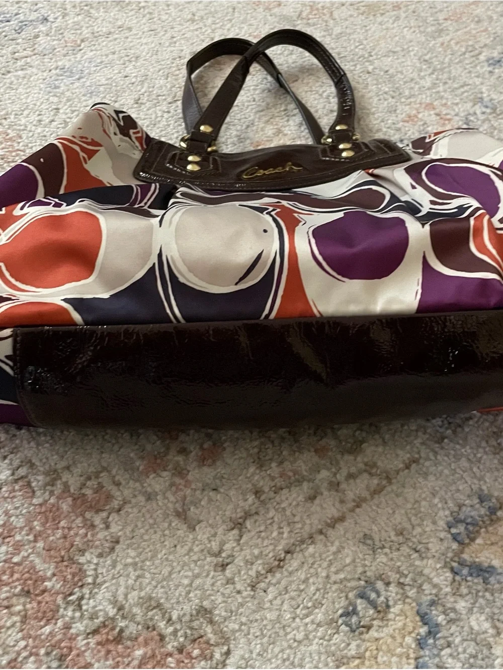 COACH Rare Multi-Color Ashley Scarf Print Satchel with Wallet-Y2K Style